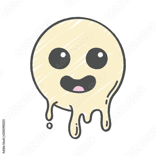 Groove Crayon Drawing of Dripping Happy Monster for Childrens Illustration