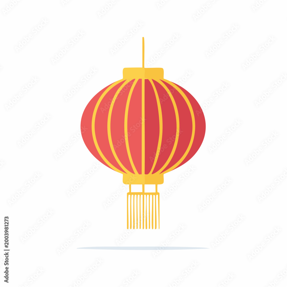Obraz premium Red and yellow Chinese lantern with tassel