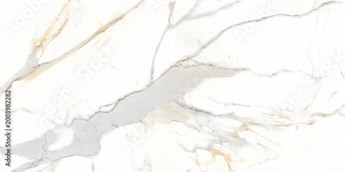 Konstfotografi White marble with golden brown and grey veins, Italian Blanco natural stone texture for digital wall and floor tiles, is used in interior kitchen or bathroom design