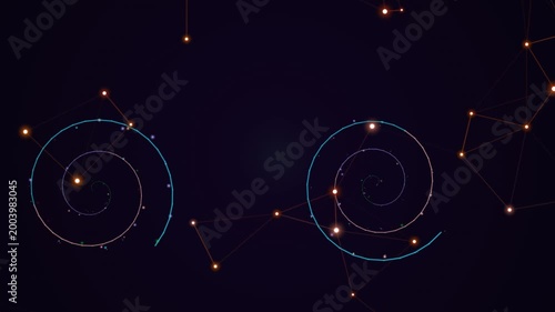 Spiral galaxy formations in a starry night sky with constellations
