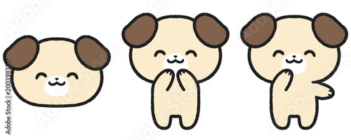 笑顔の犬のイラストセット	