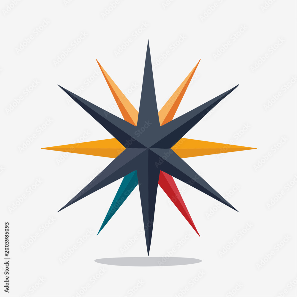 Obraz premium Abstract Starburst Compass Rose with Multiple Colors