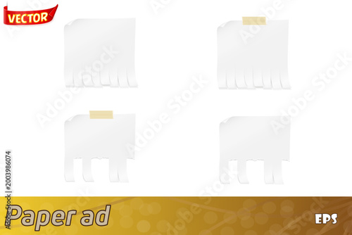 paper ad for sticking on the wall with tear strips set icons vector illustration