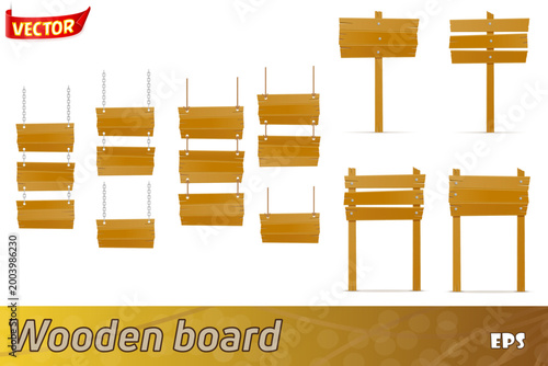 wooden old retro vintage board empty template for design vector illustration isolated on white background