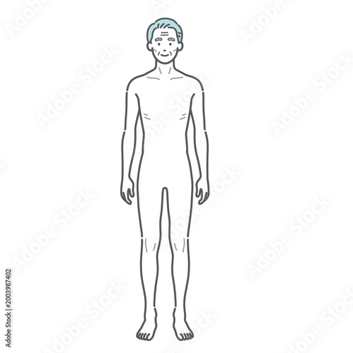 痩せ型のシニア男性の全身イラスト（正面）