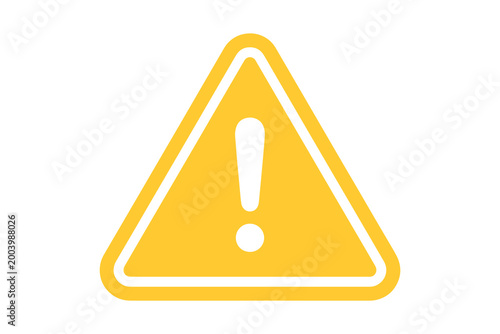 Yellow warning triangle with exclamation mark symbol, with transparent background, caution