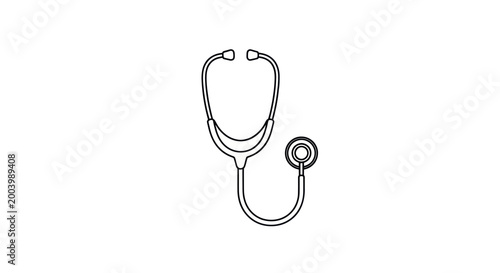 Minimalist Stethoscope Icon, Medical Health Care Symbol, Vector Line Art