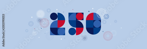 United States of America 250th anniversary celebration poster and banner. Happy 4th of July USA Independence Day card and invitation.