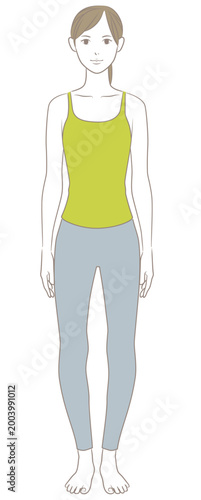 立っているO脚の女性のイラスト