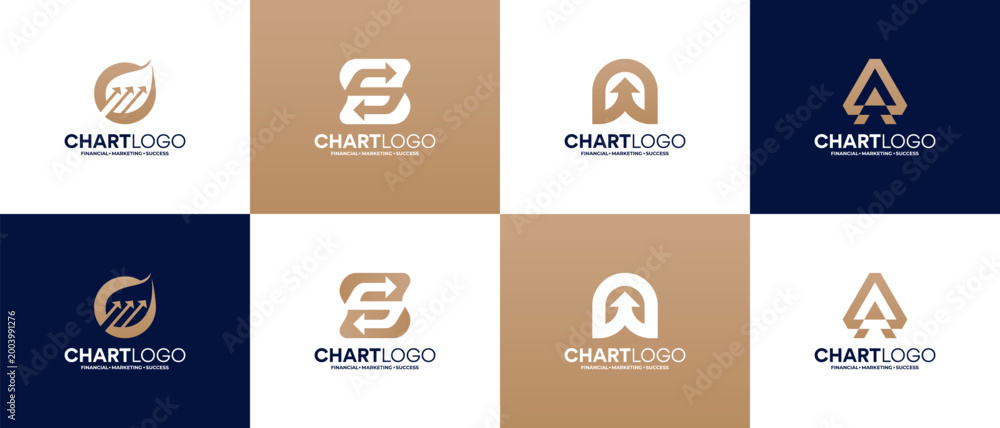 Naklejka premium Grow logo design collections. Financial, marketing, and growth logo