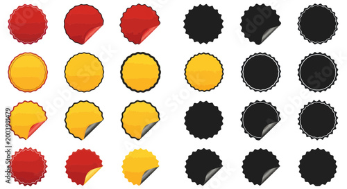 Red, Yellow, and Black Starburst Sticker Collection