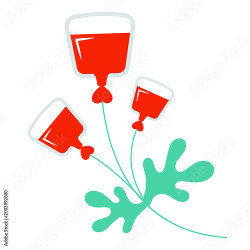 Blood donation bags with hearts represent world donor day concepts isolated on transparent background