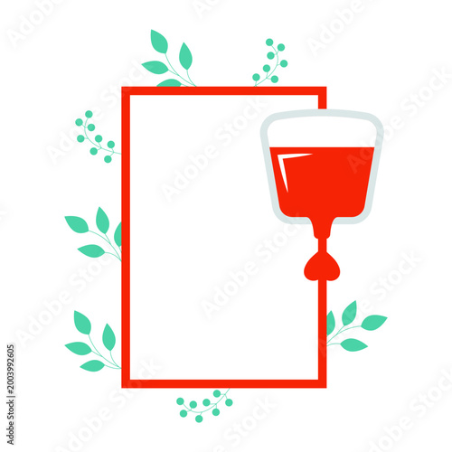 Blood bag graphic with decorative elements symbolizing World Donor Day, isolated on transparent background