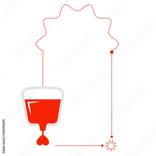 World Donor Day concept with blood bag and red line on transparent background