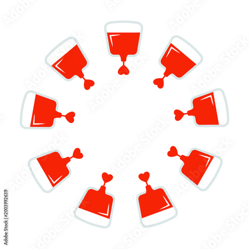 Red blood drop donation symbols arranged in a circle isolated on transparent background for World Donor Day