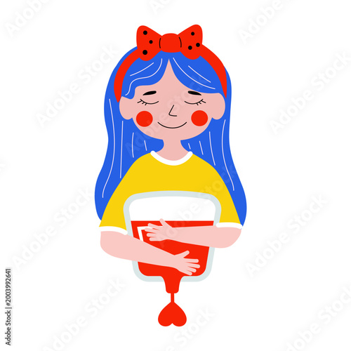 Person embracing blood bag, symbolizing world donor day, isolated on transparent background