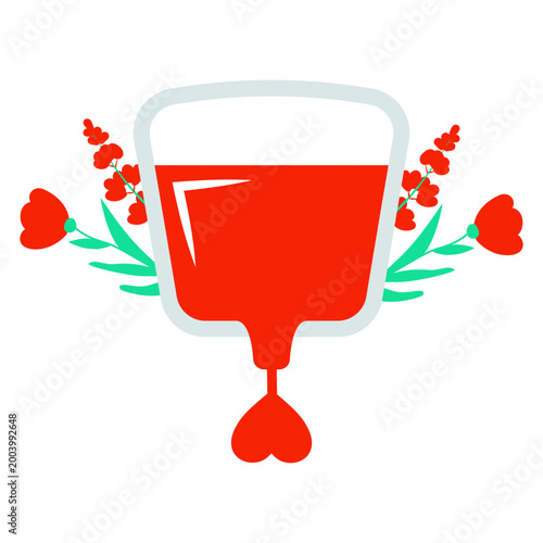 Blood donation bag with flowers for World Donor Day isolated on transparent background