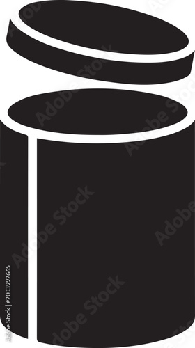 Film canister flat simple vector icon. logo Vector Black silhouettes