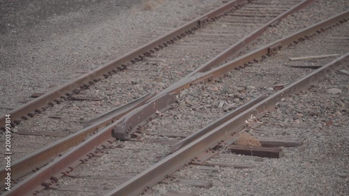 Railroad Switch Track Detail with Gravel Ballast