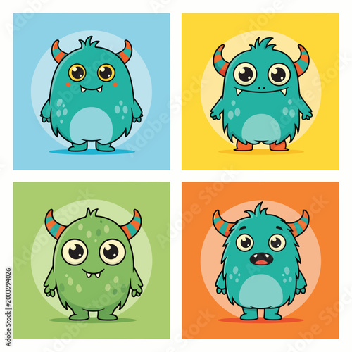 Adorable monsters with playful designs and bright happy colors