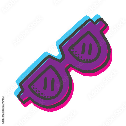 Summer Sunglasses Illustration with Risograph Effect for Seasonal Design