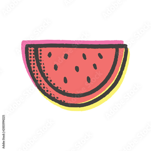 Summer Watermelon Slice with Risograph Effect for Fun Seasonal Designs