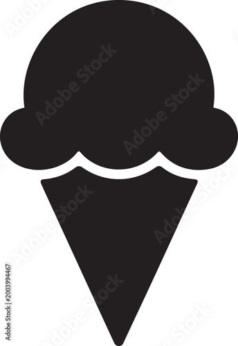 Ice cream cone Icon vector. logo Vector Black silhouettes