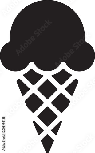 Ice cream cone Icon vector. logo Vector Black silhouettes