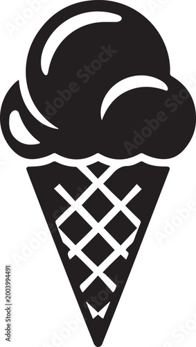 Ice cream cone Icon vector. logo Vector Black silhouettes