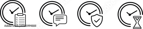 Time Management, Productivity, and Business Clock Line Icon Set