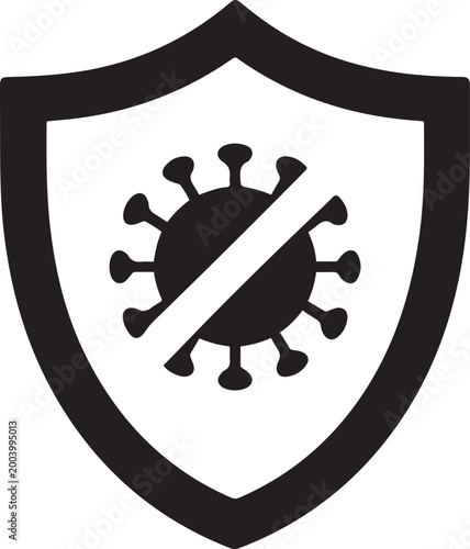 Shield virus flat simple vector icons. logo Vector Black silhouettes