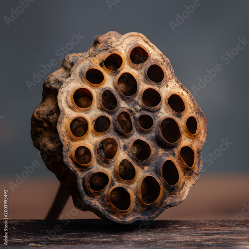 Dried lotus pod macro texture background