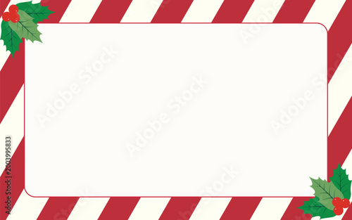 Christmas Themed Frame with Festive Holly Decorations Background