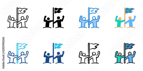 Shared responsibility icons set multiple style collection. Editable stroke 

