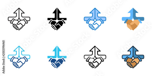 Strategic partnership icons set multiple style collection. Editable stroke 
