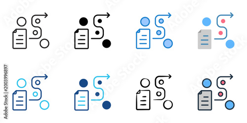 Workflow optimization icons set multiple style collection. Editable stroke 
