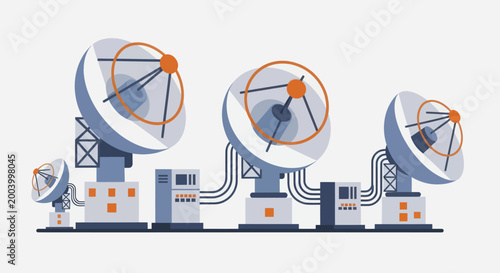 Foto Large Satellite Dishes for Communication and Data Transmission.
