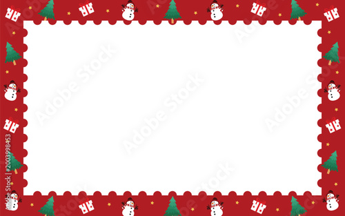 Festive Christmas Border with Snowmen and Trees