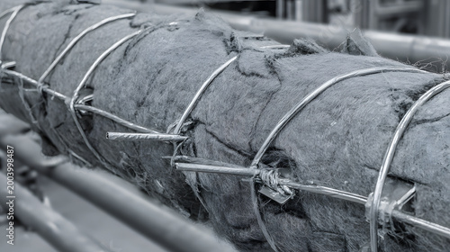 Insulated pipeline detail in factory