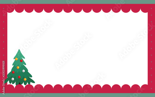 Festive Christmas Frame with Decorated Tree