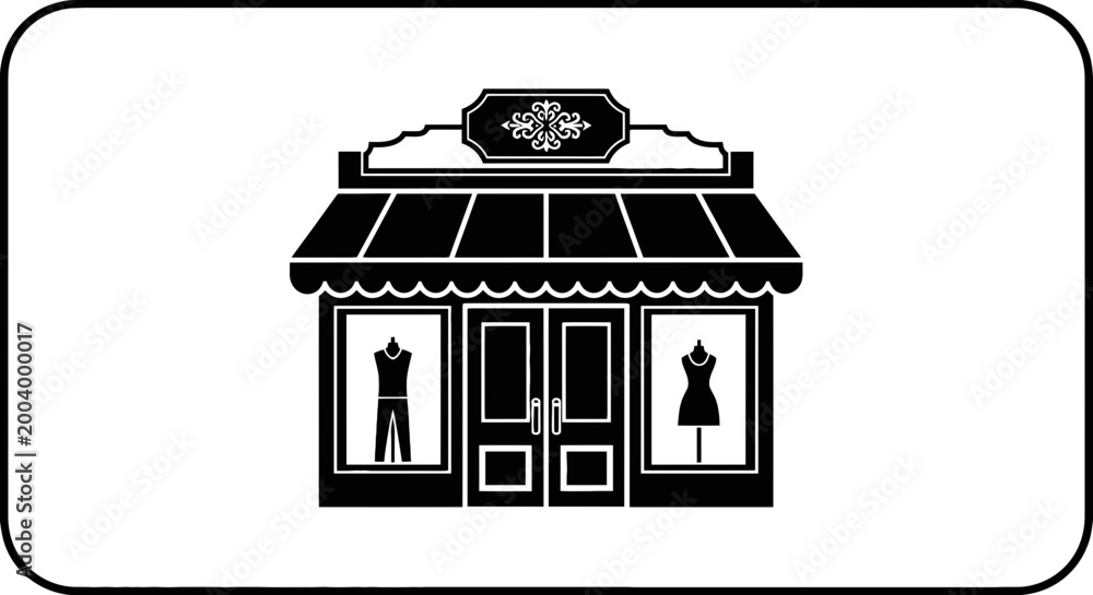 Obraz premium Black and white clothing storefront icon.