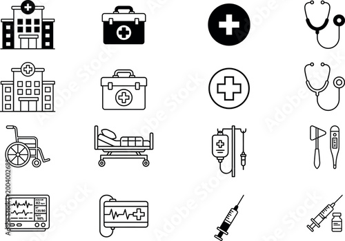 Minimal Medical and Healthcare Line Icon Set