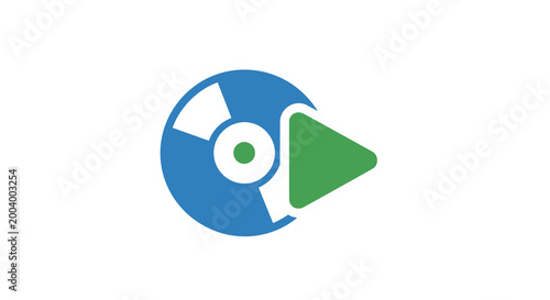 play button icon with disc design on white background
