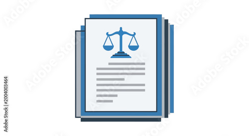 stacked legal documents with justice scales icon