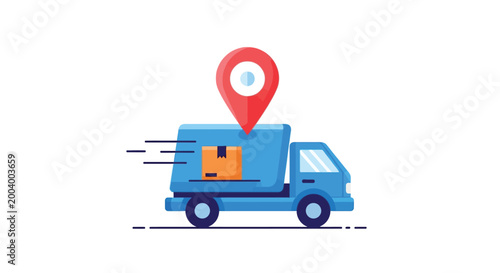 delivery truck with location pin icon high quality