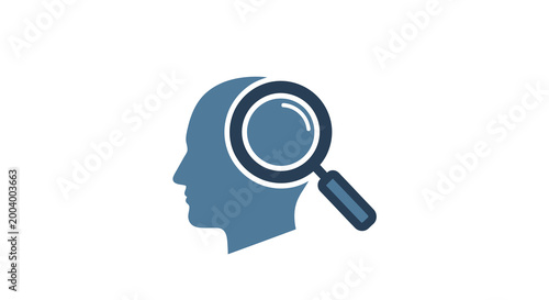 profile silhouette with magnifying glass icon high quality