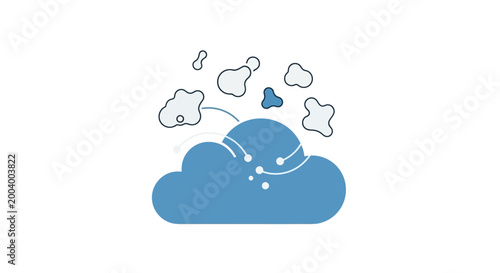 cloud with floating elements in flat design style