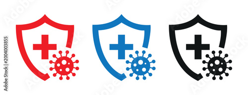 Kills 99.9% bacteria, germs, viruses icon set. Antibacterial, antiviral defence, protection infection. Disinfection anti bacterial label, logo, badge, sign, symbol, circle, red, vector illustration.