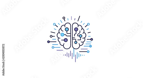 brain with circuitry design on white background