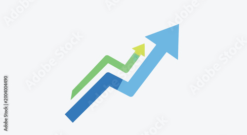 upward arrows in blue and green on white background